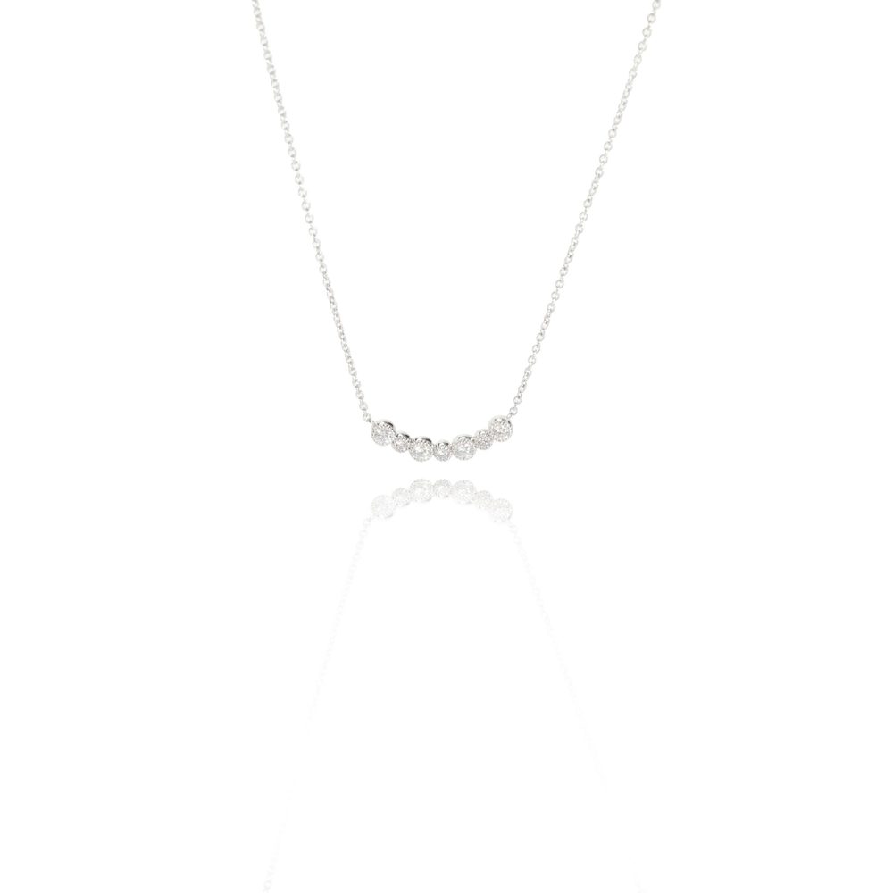 14K White Gold My Story Diamond Small Smile Pendant, .21 Ctw